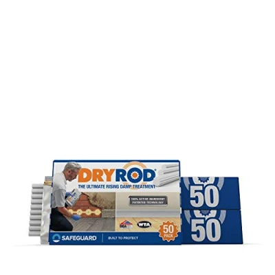 Image of Dryrod Damp Proofing Rods (50 Pack x 3) BBA Approved Rising Treatment, Stronger Than DPC Injection Creams. Coverage 18m