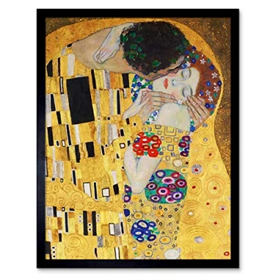 Image of Wee Blue Coo Klimt The Kiss Art Print Framed Poster Wall Decor 12x16 inch