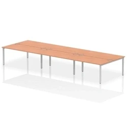 Image of Impulse Bench B2B 6 Person 1600 Silver Frame Office Desk Beech
