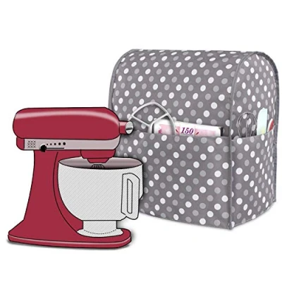 Image of Luxja Dust Cover for 4.3 Litre and All 4.8 KitchenAid Mixers, with Pockets Mixers Accessories (Fit Mixer), Grey Dots