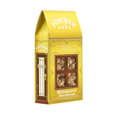 Image of Popcorn Shed Millionaire&#039;s Shortbread Gourmet Popcorn, Gift Box, Caramel Flavour with Milk Chocolate, Natural, Vegetarian Movie Night Snack, 80 g