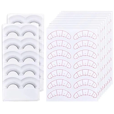 Image of Eyelash Training Kit for Mannequin Head, 70 Pairs Strips Practice Pads, 10 Self Adhesive Lashes Eye Lash Teaching Extensions