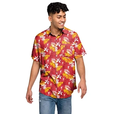 Image of FOCO Official Liverpool FC Men&#039;s Football Floral Tropical Beach Short Sleeve Shirt Large Black