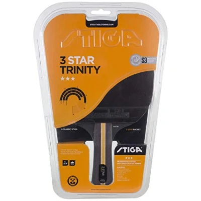 Image of STIGA Trinity 3 Star Table Tennis Bat, Black/Red