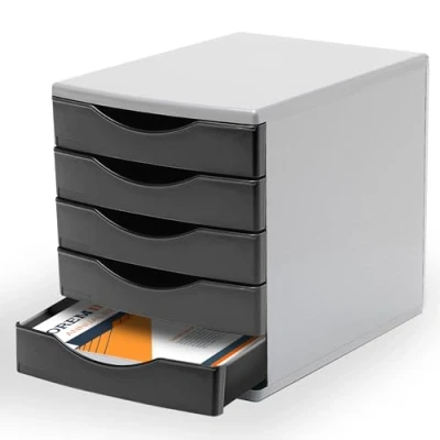Image of Deflecto® Bold Black Desk Drawer Set featuring 5 x 60mm Drawers In Organiser Large Storage Desktop A4
