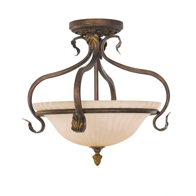 Image of Sonoma Valley 3 Light Semi Flush Ceiling Aged Tortoise Shell, E27