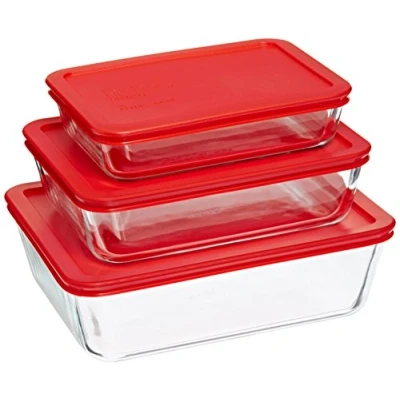 Image of Pyrex 1083958 Simply Store 6 pc Rectangular Set, Glass, Clear