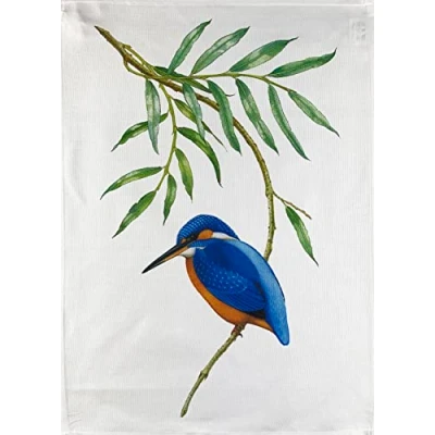 Image of Half a Donkey The Hand Drawn Kingfisher Large Cotton Tea Towel