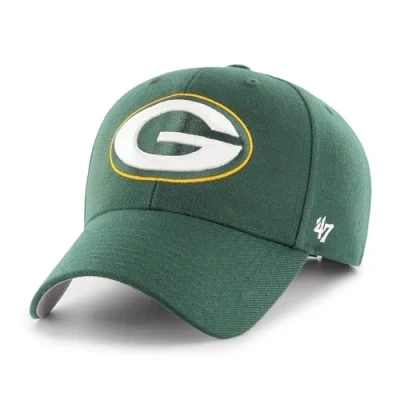 Image of 47 NFL Green Bay Packers MVP Unisex Baseball Cap, Adjustable Hook &amp; Loop Strap, Team Logo, Colour Dark