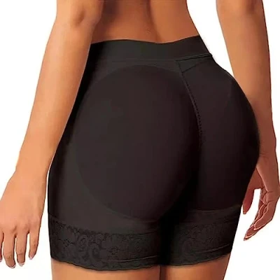 Image of FFWTPY Women Butt Lifter Padded Lace Panties Trainer Shapewear Seamless Hip Enhancer Pads Underwear Body Shaper Tummy Control Knickers Boyshorts Black