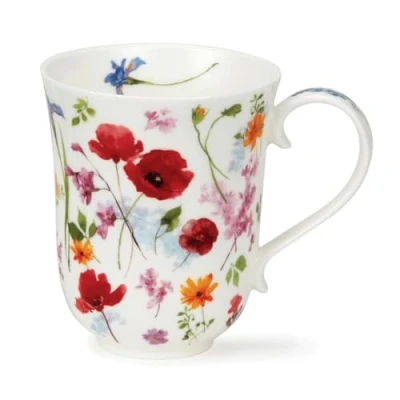 Image of Dunoon Braemar 0.33 Litre Fine Bone China Floral Mug Fleurie (Poppy)