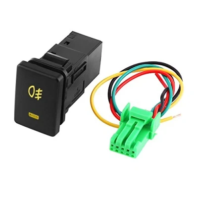 Image of 4 Wire Car Fog Light Switch, DC 12V On Off Push Button Switch Foglight Yellow Indicator interruptor luz antiniebla mitsubishi montero