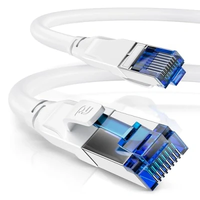 Image of CSL 15 m CAT 8.1 Network Cable 40 Gbits LAN Patch Data 8 High Speed Gigabit Ethernet 40000 Mbits Fibre Optic S/FTP PIMF Shielding RJ45 Connector