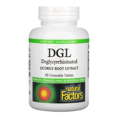 Image of Natural Factors, DGL (Licorice Root Extract), 400mg, High Dose, 90 Vegan Chewable Tablets, Vegetarian, Soy Free, Gluten Non GMO
