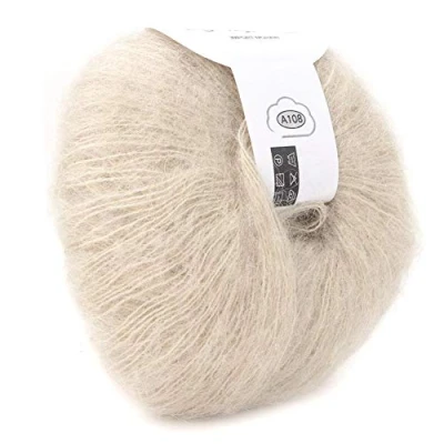 Image of Soft Mohair Knitting Popular Angora Wool Yarn for DIY (Beige)