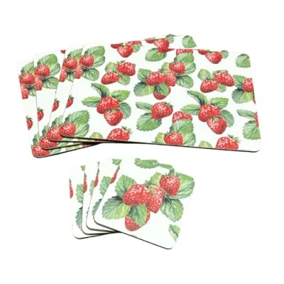 Image of Sets of 4 Placemats with Matching Coasters (Strawberry Placemat and Coaster Set)