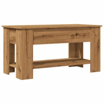 Image of vidaXL Coffee Table/Lift Top Dining Desk Artisan Oak Engineered Wood, Versatile Living Room Furniture with Storage, 101x49x52cm