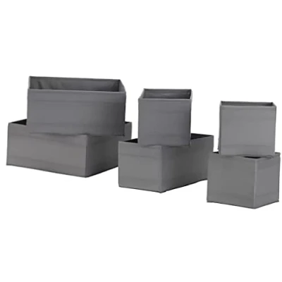Image of SKUBB Storage Organizer Box Set of 6 Dark Gray Polyester/Polypropylene