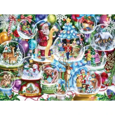 Image of Vermont Christmas Company &#039;Snow Globes&#039; Jigsaw Puzzle 550 Piece 24&quot; x 18&quot; Large for Adults &amp; Young