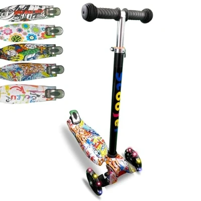Image of GizaStar 3 Wheel Tri Scooter, Height Adjustable Handlebars, Tilt To Turn Steering, Kids Aged 3+ Years (Orange)