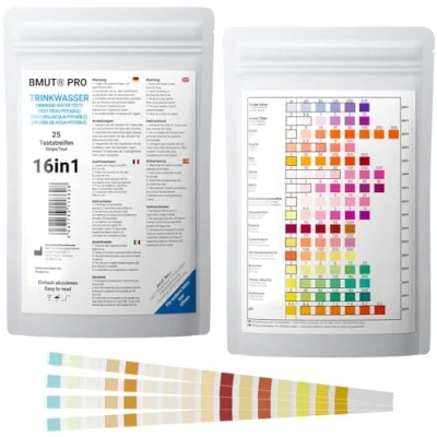 Image of 25 x 16 in 1 Drinking Water Test Strips Tester for Tap Quality Analysis Total Hardness Lead Copper Nitrate