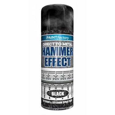 Image of Classic Signature Hammered Effect Spray Paint 400ml, Use for Interior &amp; Exterior Aerosol Metal, Wood, Plastic (4 x Pack, Black)