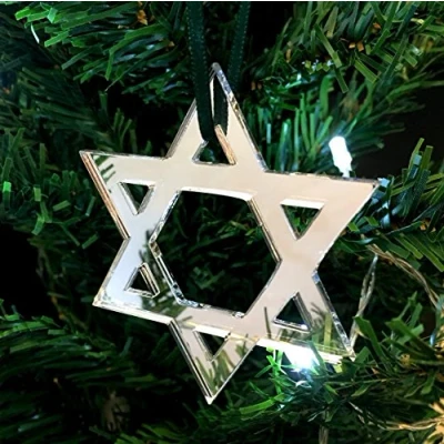 Image of Mirrored Star of David Christmas Tree Decoration Pack Ten