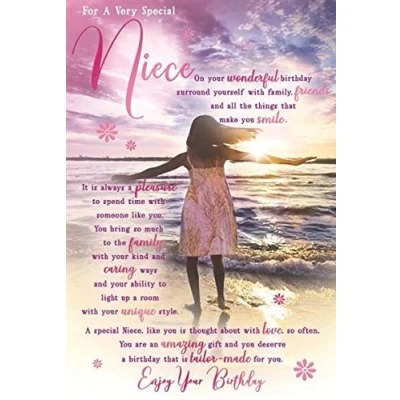 Image of for A Very Special Niece Beach Sentiments Happy Birthday Card Lovely Verse&quot;