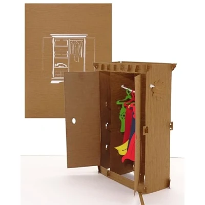 Image of Pop Up Card &quot;Wardrobe&quot; Funny 3D Birthday &amp; Congratulations as Voucher, Gift, Gift Packaging, Shopping Voucher for Tour
