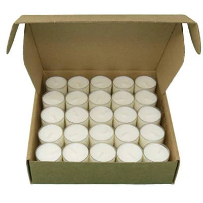 Image of Natural Unscented Tealights 100% Rapeseed Wax with 4 Hours or 8 Burning Time Paraffin Free Candles in Recyclable Clear Cup Tea Lights