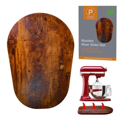 Image of Wooden Sliding Mat for Kitchen Aid 6/7/8Qt Stand Mixer with 4 Silicone Tools