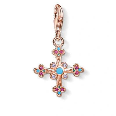 Image of Thomas Sabo Women Charm Pendant Victorian Cross Club 925 Sterling Silver 1496 391 7