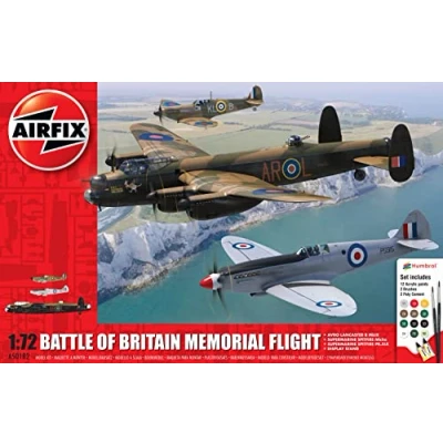 Image of Airfix Aircraft Model Building Kits Battle of Britain Memorial Flight Miniature Craft Kit, 1/72 Scale Plastic Plane for Adults to Build Aeroplane Gifts Men