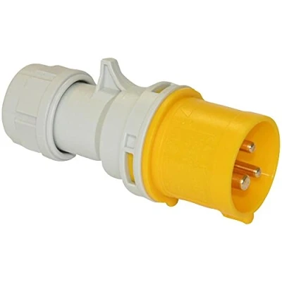 Image of 16amp 110v Yellow Site Ceeform Cable Mount Male Plug. 3 Pole PCE (013 4)