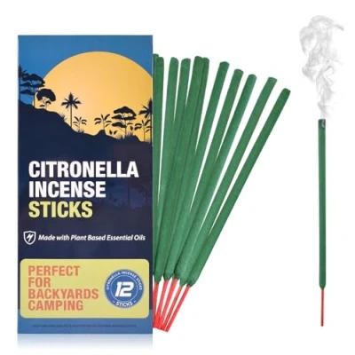Image of Citronella Incense Sticks Outdoors, 12 PCS for Camping, Patio, Hiking,etc