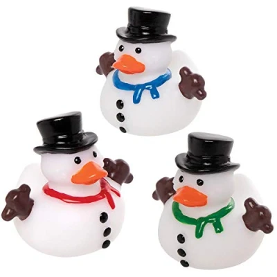 Image of Baker Ross AX367 Snowman Rubber Ducks Pack of 6, Novelty Toy for Children, Ideal Stocking or Party Bag Filler Kids