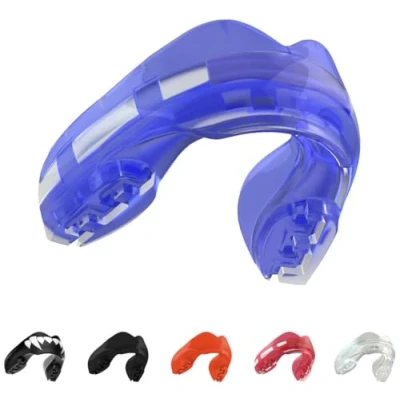 Image of SafeJawz Mouthguard for Braces, One Size Re mouldable Gum Shield with Case Boxing, MMA, Rugby, Martial Arts, Judo, Karate, Hockey and All Contact Sports (Ice Blue)