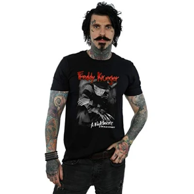 Image of A Nightmare On Elm Street Men&#039;s Freddy Black and White Photo T Shirt Large
