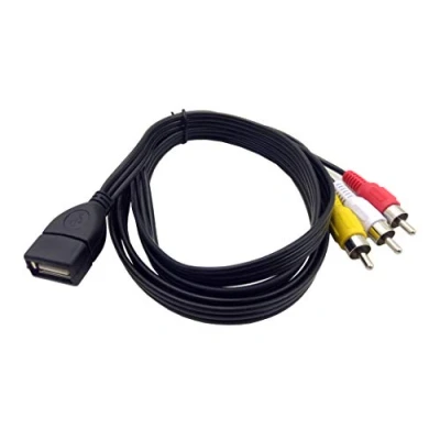 Image of Halokny USB to 3RCA Cable, 5 Feet/1.5m 2.0 Female 3 RCA Male Jack Splitter Audio Video AV Composite Adapter Cord (USB F/3RCA M)
