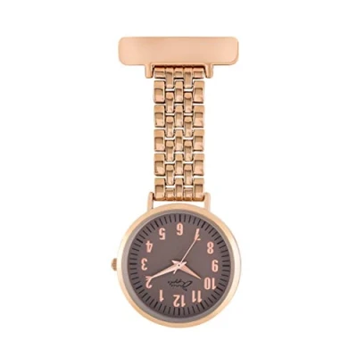 Image of Annie Apple Grey/Rose Gold Link Chain Bracelet Nurses Nurse Hairdresser Beautician Pocket Fob Watch