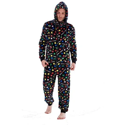 Image of Boys Game over Onesie with Hood All print Retro Games Design Supersoft Flannel Fleece Kids, Boys, Girls Ages 7 13 Years (9 10 Years) Multi