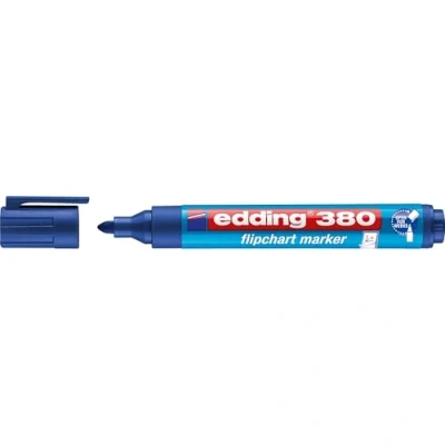 Image of edding 380 flipchart marker blue box of 10 round nib 1.5 3 mm for writing, drawing and marking on paper does not bleed through dry out