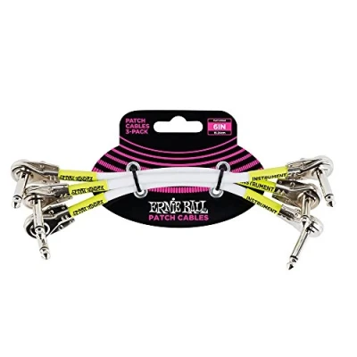 Image of Ernie Ball 6 inch Flat Angle/Flat Angle Patch Cable 3 Pack White