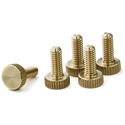 Image of PrecisionGeek Brass M5 x 10mm (10mm Dia) Flat Knurled Thumb Screws (Set of 5)