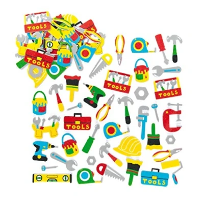 Image of Baker Ross ET465 Tool Box Foam Stickers (Pack of 120) Self Adhesive Puffy Scrapbook