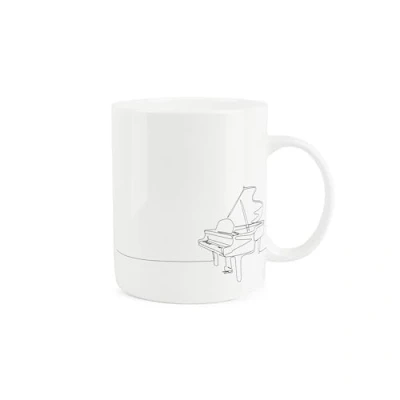 Image of Purely Home Piano Mug Musical Instrument Line Drawn Bone China White Coffee Tea Present Gift