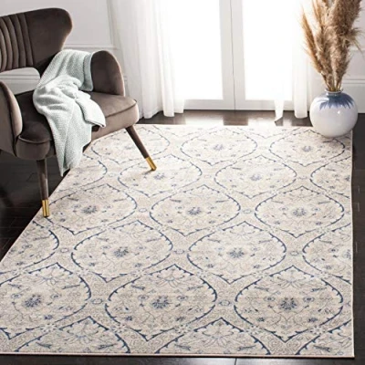 Image of SAFAVIEH Traditional Rug for Living Room, Dining Bedroom Brentwood Collection, Short Pile, in Light Grey and Blue, 122 X 183 cm