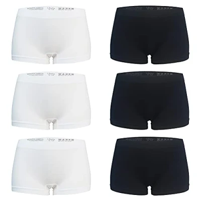 Image of Libella Women&#039;s Briefs in Low Waist (Pack of 6) Seamless Underpants Microfiber 3908 Black White L/XL
