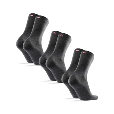 Image of DANISH ENDURANCE Merino Wool Socks Mens, Moisture Wicking Dress Socks, Thermal, Breathable Mens Premium Black 3 Pack, Grey, 6 8