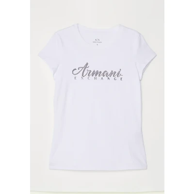 Image of Armani Exchange Print Tshirt, Women&#039;s, Size: XS, Optic white